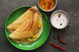 Masala Dosa with Coconut Chutney and Sambhar